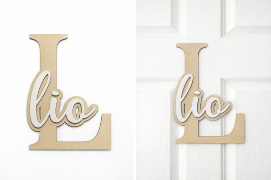 Personalisierter Holz Schriftzug mit Initiale & Name