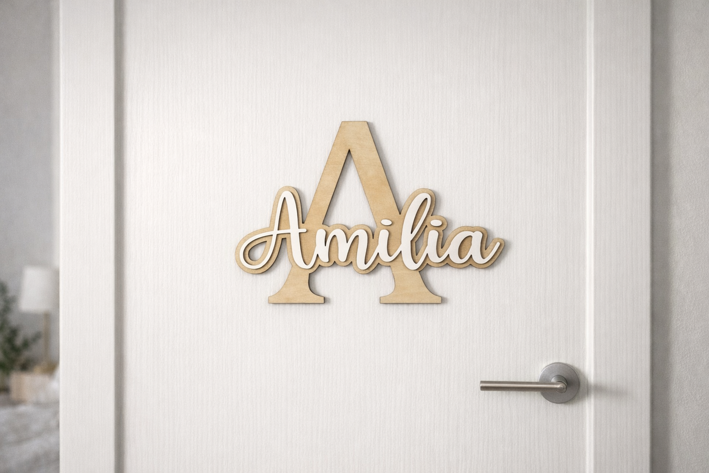 Personalisierter Holz Schriftzug mit Initiale & Name