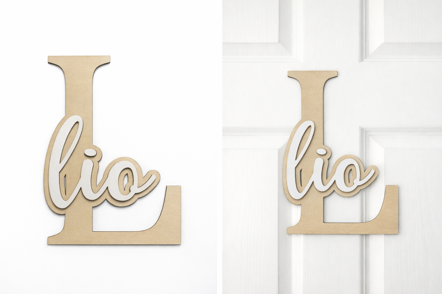 Personalisierter Holz Schriftzug mit Initiale & Name
