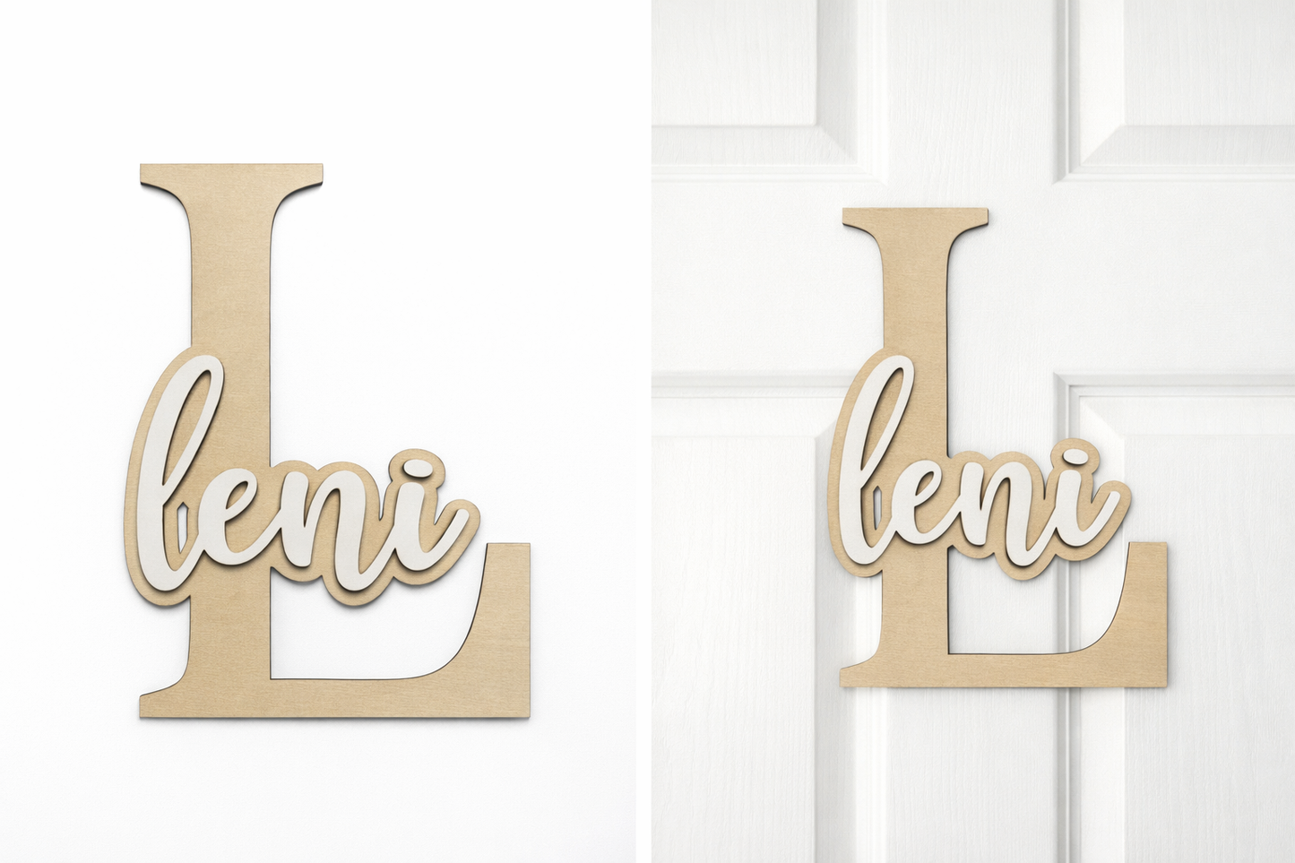 Personalisierter Holz Schriftzug mit Initiale & Name